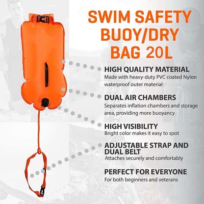 Boya de natación 18L, bolsa seca inflable impermeable, flotador de seguridad para triatletas de deportes acuáticos